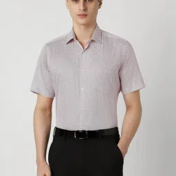 Van Heusen White Cotton Regular Fit Printed Shirt image 1