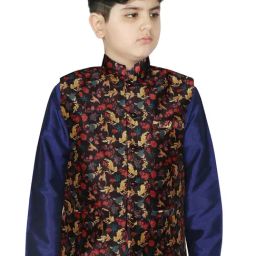 SG Yuvraj Kids Black Floral Print Nehru Jacket-picture-35