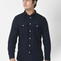 Crimsoune Club Kids Navy Cotton Slim Fit Full Sleeves Shirt-image-68