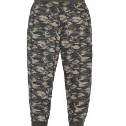 Plum Tree Kids Green & Beige Cotton Camouflage Joggers image 2