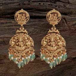 Kushal's Fashion Jewellery Green Golden Earrings for Women-picture-45