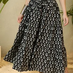 Inweave Black Elastic Ikat Skirt image 1