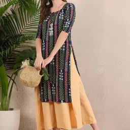 arangya Women Ethnic Motifs Printed Indie Prints Crepe Kurta image 4