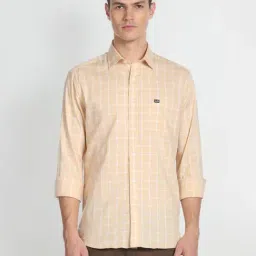 arrow sport Arrow Sports Beige Cotton Slim Fit Checks Shirt-picture-17