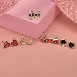 Accessorize London Red Set Of 5 London Stud Earring image 1