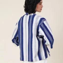 Fabindia Multicolored Cotton Striped Shrug image 2