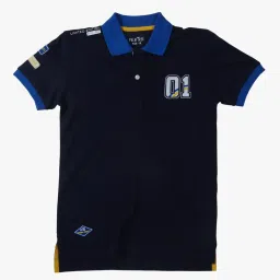 Gini & Jony Kids Palm Tree Navy Solid Polo T-Shirt image 1