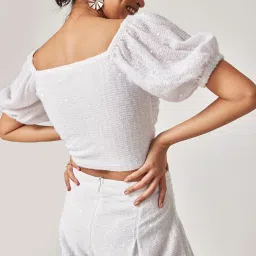 The Label Life White Embellished Crop Top image 2