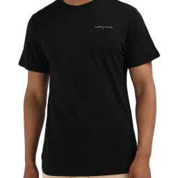 Tommy Hilfiger Black Cotton Solid Men Slim Fit T-Shirt image 1