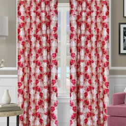 Romee Beige Polyester Floral Curtains and Sheers image 1