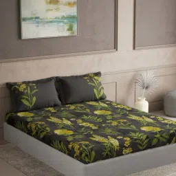 DDecor Grey Cotton 145 TC Double Bedsheet with 2 Pillow Covers-picture-20