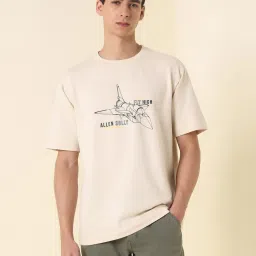 Allen Solly Beige Loose Fit Printed T-Shirt image 1
