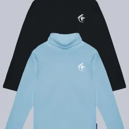 Kiddopanti Unisex Black & Light Blue Solid Full Sleeves T-Shirt (Pack Of 2) image 1