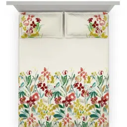 DDecor Red & White Cotton 145 TC King Bedsheet with 2 Pillow Covers image 3