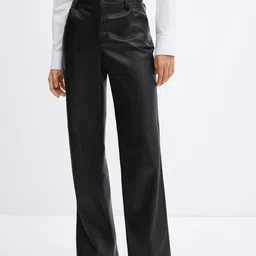 MANGO Women PU Coated Regular Trousers-image-16