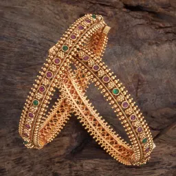 Kushal's Fashion Jewellery Ruby Green Gold Polished Antique Bangle for Women image 1