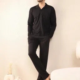 Sweet Dreams Black Regular Fit Solid Lounge Set image 1