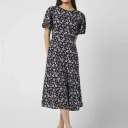 Van Heusen Black Printed A-Line Dress image 1
