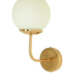 SOMIL White & Gold-Toned Printed Glass Cylinder Shaped Wall Lamp image 4