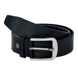 Leather World Black Textured Casual Leather Belt for Men image 2
