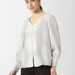 Van Heusen White Polyester Printed Shirt image 3