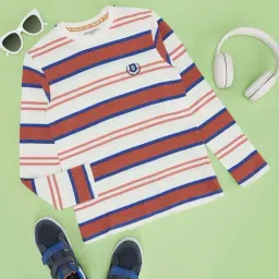 Pantaloons Junior Boys Living Coral Cotton Striped Full Sleeves T-Shirts-image-30