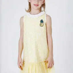 One Friday Kids Yellow Self Regular Fit Dress-picture-11
