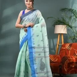 Desh Bidesh Green Cotton Woven Design Saree-picture-13