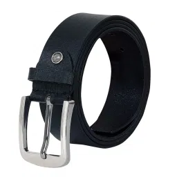 Leather World Black Textured Casual Leather Belt for Men image 1