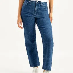 Levi's Blue Straight Fit High Rise Jeans-picture-13