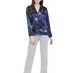 Oxolloxo Navy & White Daffodil Dusk Nightwear Shirt image 4
