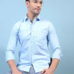 Crimsoune Club Blue Cotton Slim Fit Shirt-image-9