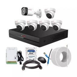 CP PLUS CCTV Combo Kit 2.4 MP Full HD Audio Indoor & Outdoor with 8 Channel DVR 1 Bullet, 5 Dome Camera, 8 Channel SMPS, 70 m Cable 500 GB HDD & Connectors-picture-0