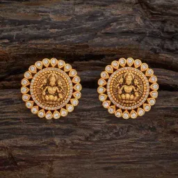 Kushal's Fashion Jewellery White Golden Earrings for Women-picture-18