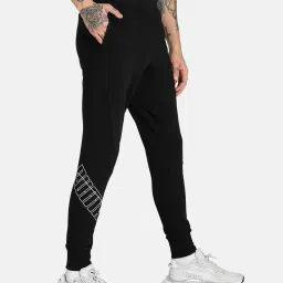 Puma Black Cotton Regular Fit Printed Joggers image 4