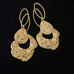 VAGHBHATT Gold-Plated Textured Contemporary Drop Earrings image 3