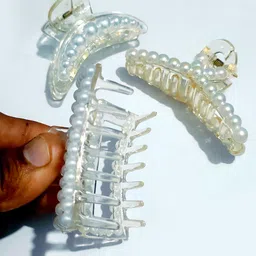 HYMT Women Set of 3 Pearls Claw Clip image 2