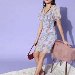 DODO & MOA Women Multi-Coloured Romantic Florals Dress-image-9