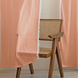 HOMEMONDE Peach-Coloured 2 Pieces Sheer Cotton Window Curtain image 5