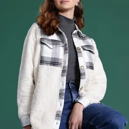 DressBerry Checked Longline Sherpa Jacket-picture-25