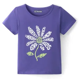 Pine Kids Cotton Half Sleeves T-Shirt Text Print - Purple Corallites-picture-12