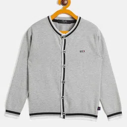 RVK Full Sleeves Solid Cotton Cardigan - Grey-image-62