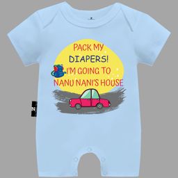 The Peppy Tend 100% Cotton Half Sleeves Family Theme Pack My Diapers Im Going To Nanu Nanis House Text Printed Romper - Blue-picture-34