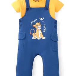 babyhug disney Babyhug DisneySingle Jersey Knit Dungarees & Half Sleeve Tee with Lion King Graphics -Navy & Yellow-picture-38