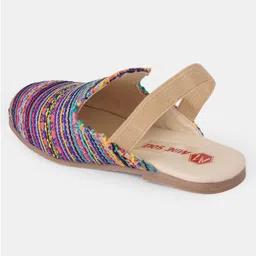 Mine Sole Ethnic Thread Work Detailed Slip On Sandals - Multi Colour image 3