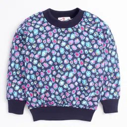 M'andy Fleece Full Sleeves Abstract Printed Winter Wear Jogger Set  - Blue image 3