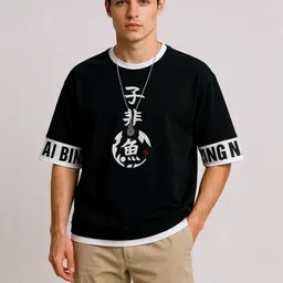 AUTNA Typography printed Round Neck Short Sleeves Cotton T-shirt-picture-22