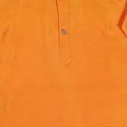 Vastramay Full Sleeves Front Button Closure Solid Kurta & Dhoti Set - Orange image 4