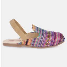 Mine Sole Ethnic Thread Work Detailed Slip On Sandals - Multi Colour image 4