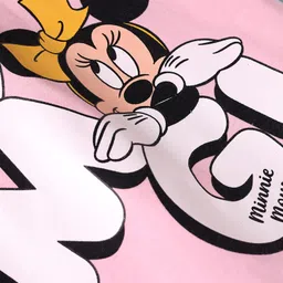 kookie kids india disney Kookie Kids Disney Single Jersey Knit Half Drop Shoulder Sleeves T-Shirt with Minnie Mouse Graphics - Pink image 3